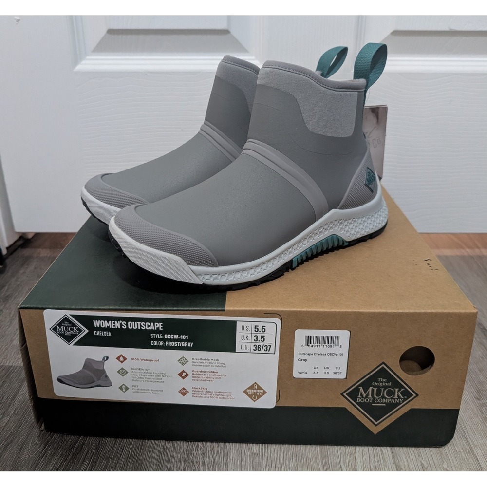 New Women's Muck Boots Outscape Chelsea Boots Frost/Gray OSCW-101 Size 5.5